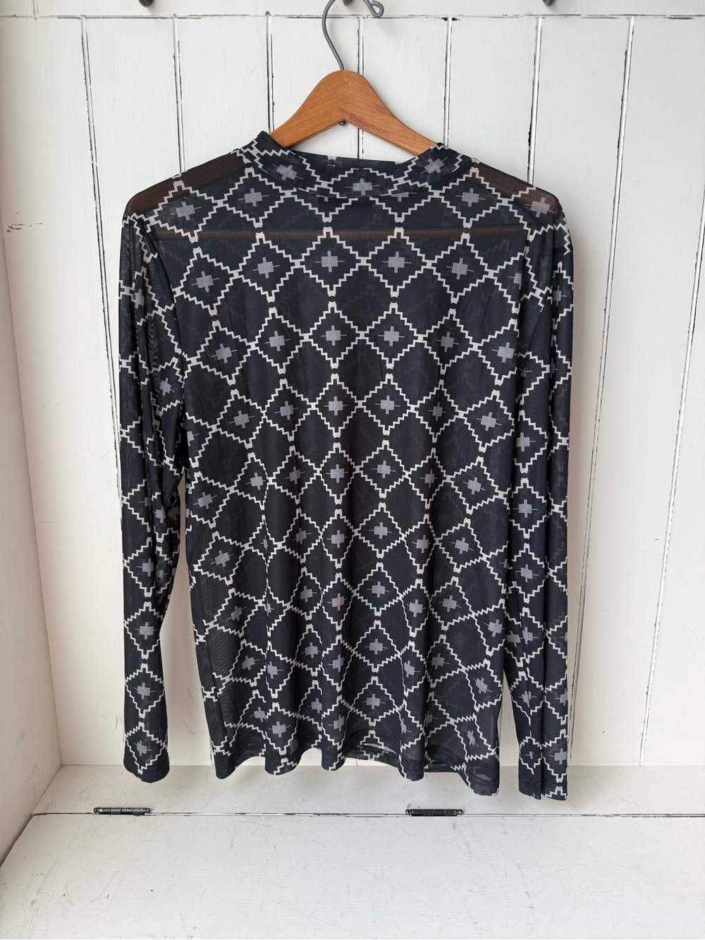 Sterling Kreek Country Nights Geometric Western Mesh Long Sleeve Top